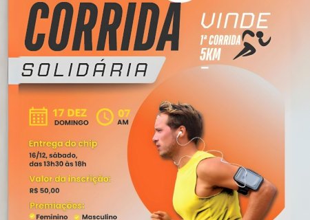 Associação “Vinde” anuncia I Corrida Solidária com premiação em dinheiro